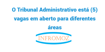 O Tribunal Administrativo está com (5) vagas em aberto para diferentes áreas