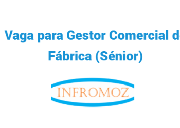 Vaga para Gestor Comercial de Fábrica (Sénior)